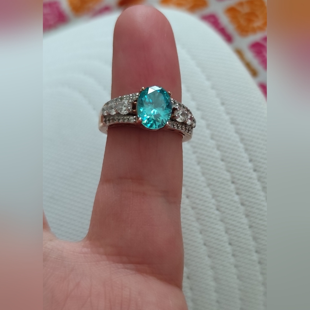 Blue Zirconia Ring (Sterling Silver 925, By BBJ)